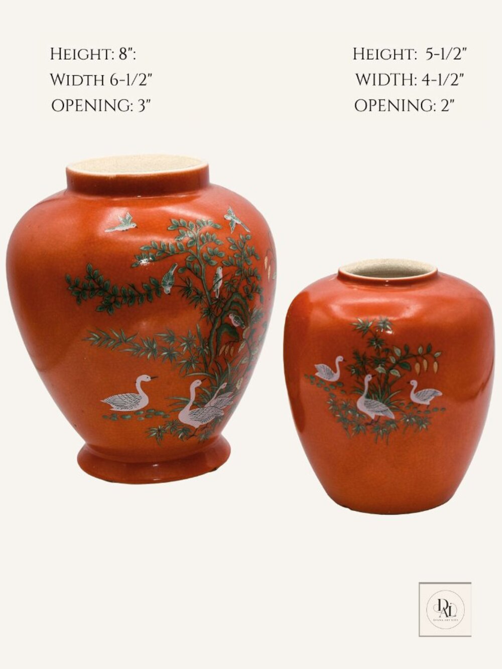 Japanese porcelain vases, Asian-Chinoiseries-style Andrea by Sadek #5832